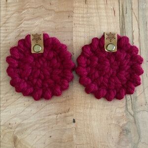 Crochet Car Coasters Set Hand Crafted - Set of 2.